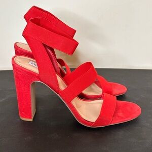 Steve Madden Fabric Red Strappy Sandals, Women’s Size 11
